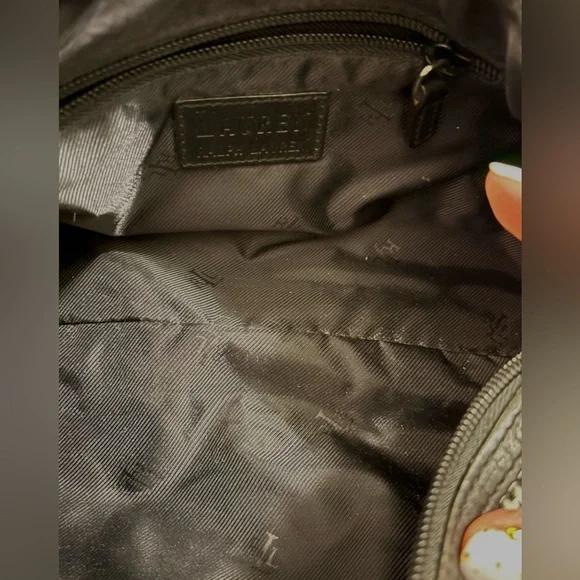 Ralph Lauren Black White Houndstooth Barrel Baguette Shoulder Bag | 11x5x3.5" - Picture 7 of 12